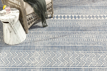Madras Navy & Light Blue All Over Performance Rug