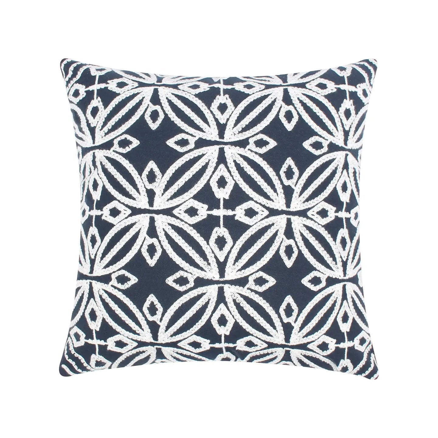 Magnolia Navy Crewel Pillow - Quahog Bay Bedding