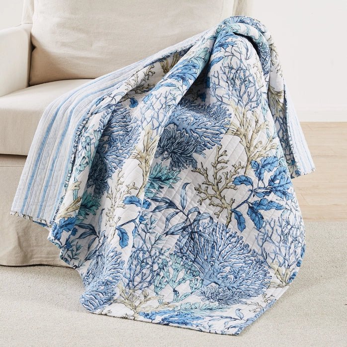 Mahina Coastal Quilted Throw Blanket - Coastal Throw Blanket - Quahog Bay Bedding