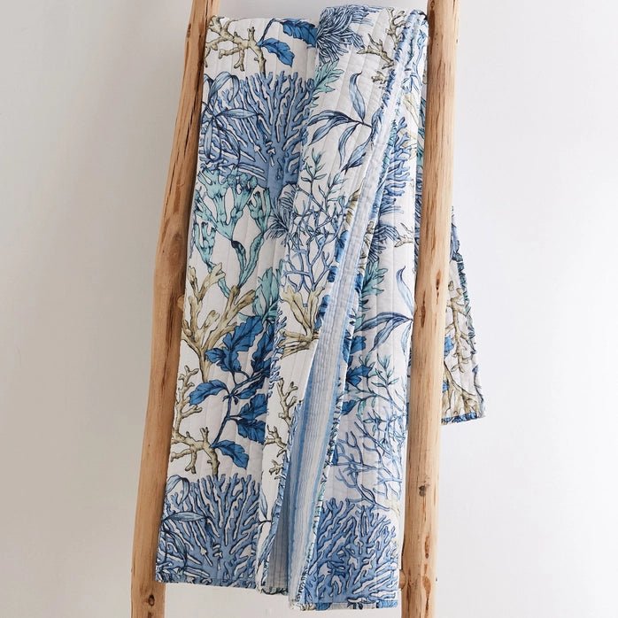 Mahina Coastal Quilted Throw Blanket - Coastal Throw Blanket - Quahog Bay Bedding