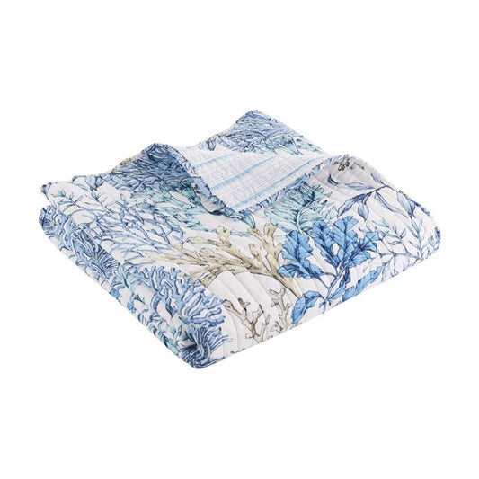 Mahina Coastal Quilted Throw Blanket - Coastal Throw Blanket - Quahog Bay Bedding