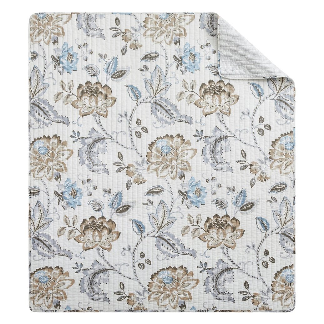Maileen Quilted Cotton Botanical Throw Blanket - Quahog Bay Bedding