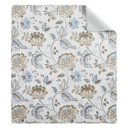 Maileen Quilted Cotton Botanical Throw Blanket - Quahog Bay Bedding