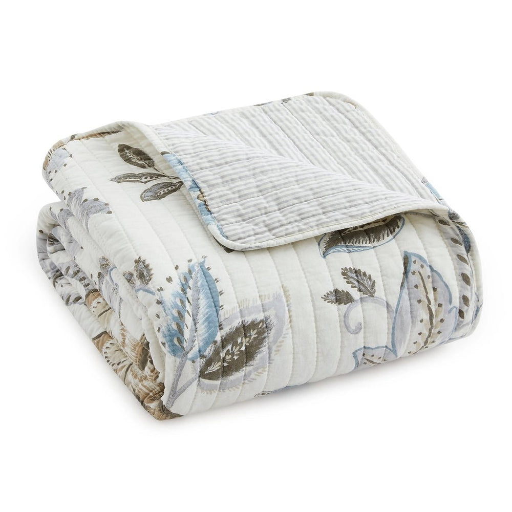 Maileen Quilted Cotton Botanical Throw Blanket - Quahog Bay Bedding
