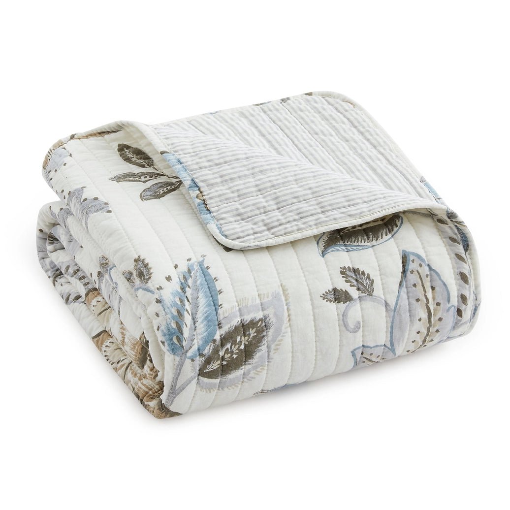 Maileen Quilted Cotton Botanical Throw Blanket - Quahog Bay Bedding