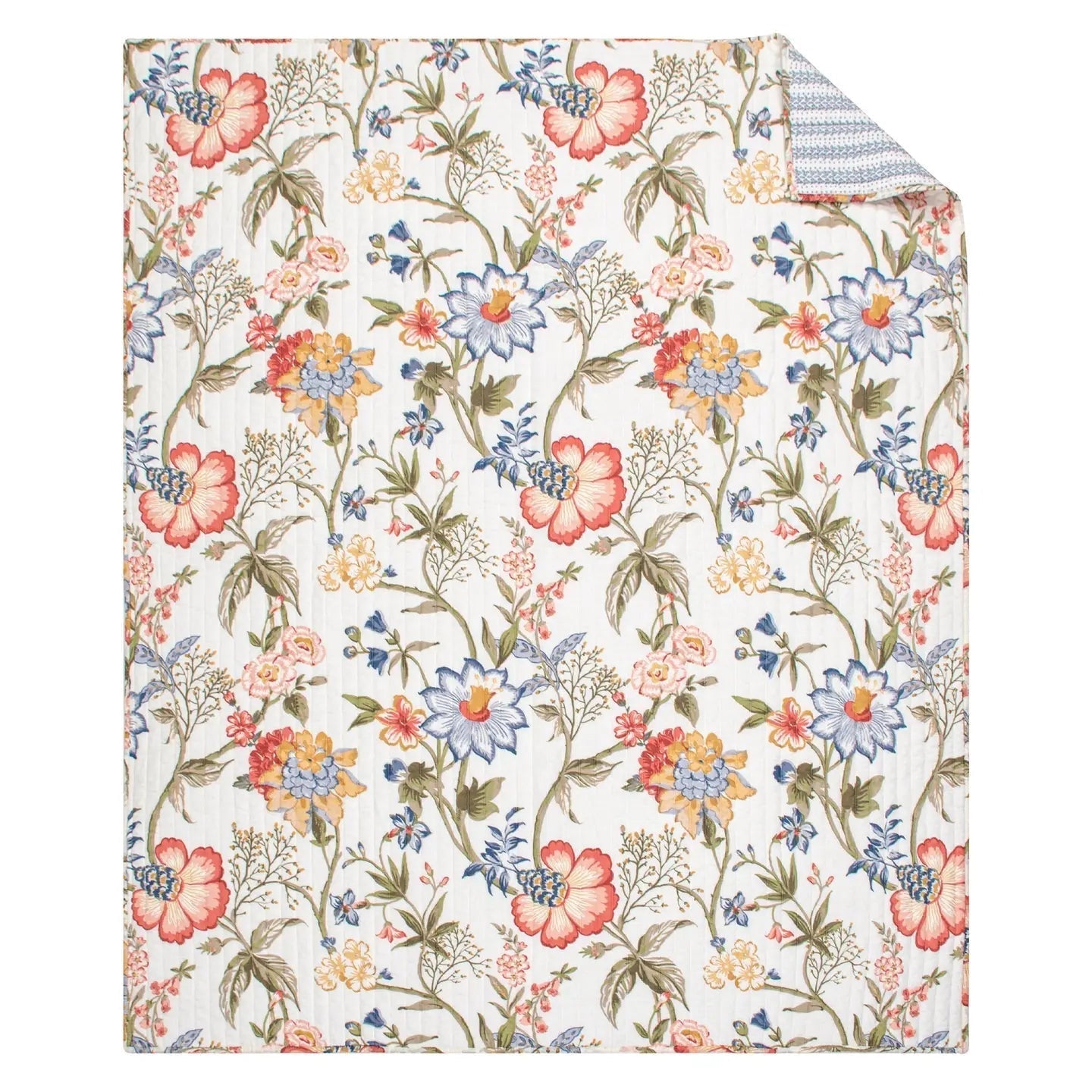 Maileen Quilted Cotton Botanical Throw Blanket - Quahog Bay Bedding