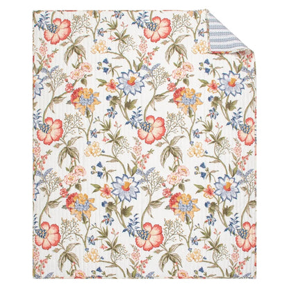 Maileen Quilted Cotton Botanical Throw Blanket - Quahog Bay Bedding