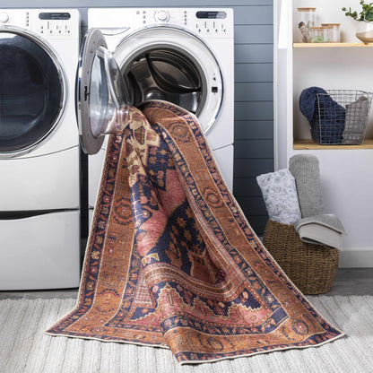 Malamote Vintage Flat Pile Washable Rug