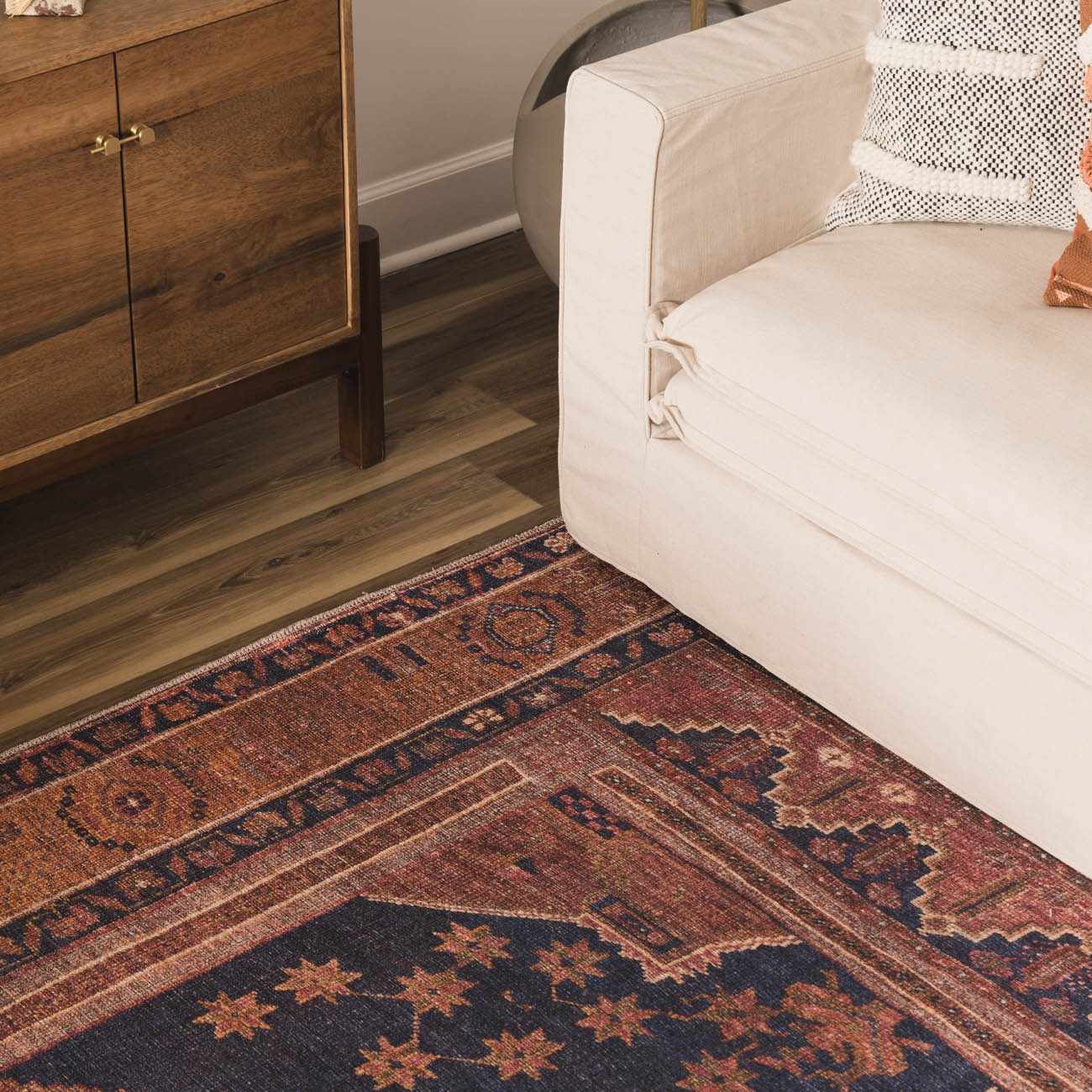 Malamote Vintage Flat Pile Washable Rug - Quahog Bay Bedding