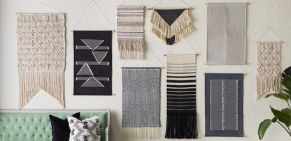 Mansura Gray and White Patterned Wall Hanging - Quahog Bay Bedding