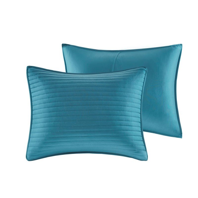 Marina 8PC Printed Seersucker Comforter and Quilt Set Collection - Aqua - Beachy Bedding - Quahog Bay Bedding