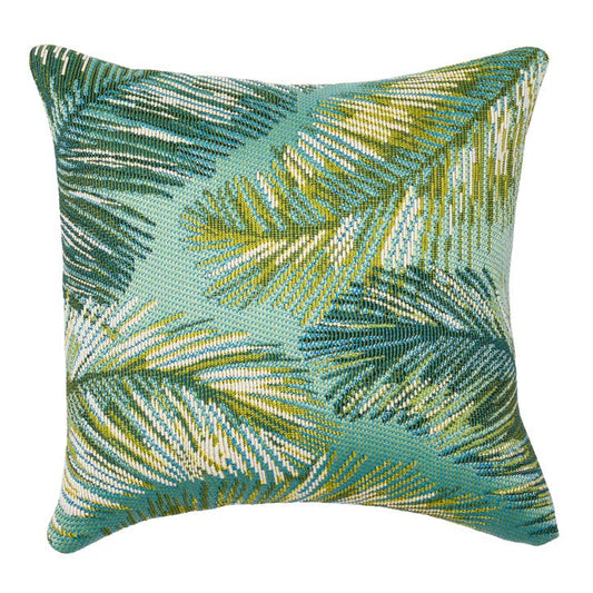 Marina Palm Border Indoor/Outdoor Pillow 18" x 18" - Quahog Bay Bedding
