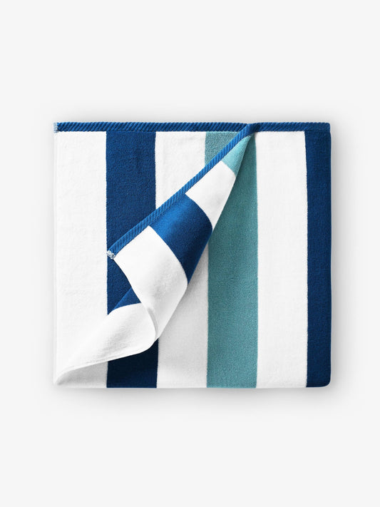 Marine Blue Sea Glass Cabana Beach Towel - Quahog Bay Bedding
