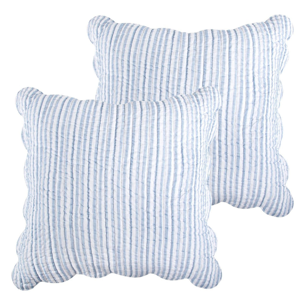 Martha Stripe Blue Euro Sham Set of 2 - Quahog Bay Bedding