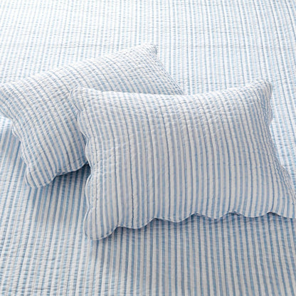 Martha Stripe Blue Quilt Set - Coastal Quilt Set - Blue Stripe - Quahog Bay Bedding