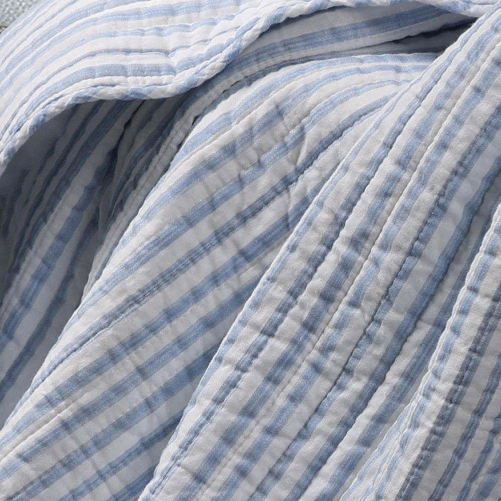 Martha Stripe Blue Quilted Throw - Quahog Bay Bedding