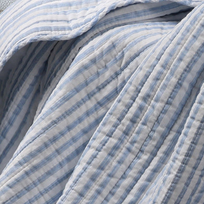 Martha Stripe Blue Quilted Throw - Quahog Bay Bedding