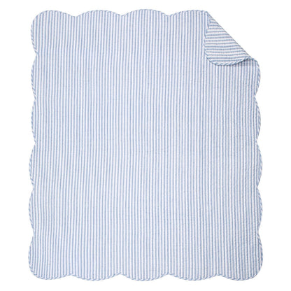 Martha Stripe Blue Quilted Throw - Quahog Bay Bedding