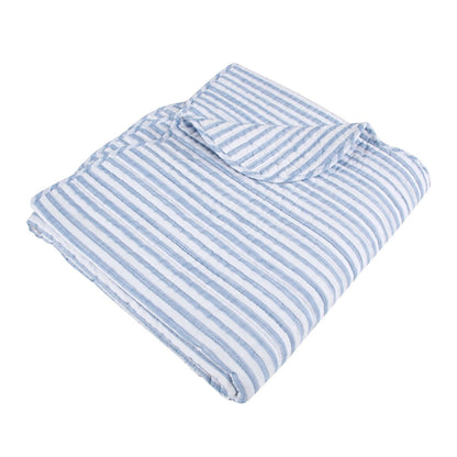 Martha Stripe Blue Quilted Throw - Quahog Bay Bedding