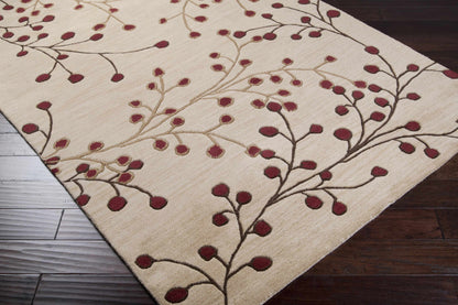 Elsu Beige&Burgandy Wool Rug