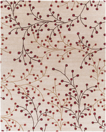 Elsu Beige&Burgandy Wool Rug