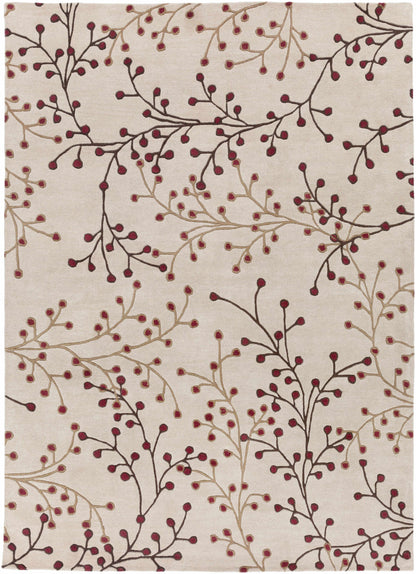 Elsu Beige&Burgandy Wool Rug