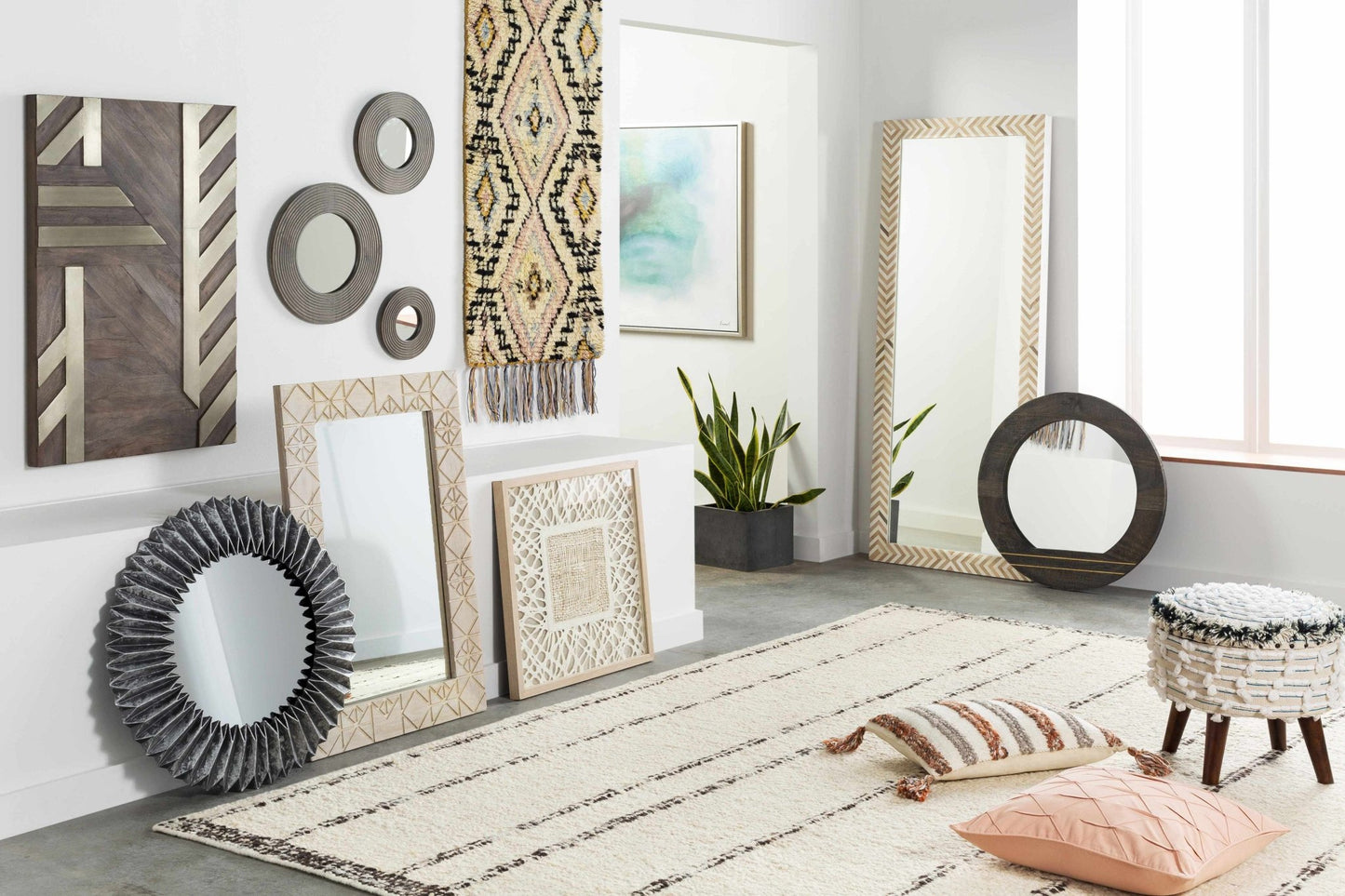 Matagami Beige Hand Woven Stool - Quahog Bay Bedding