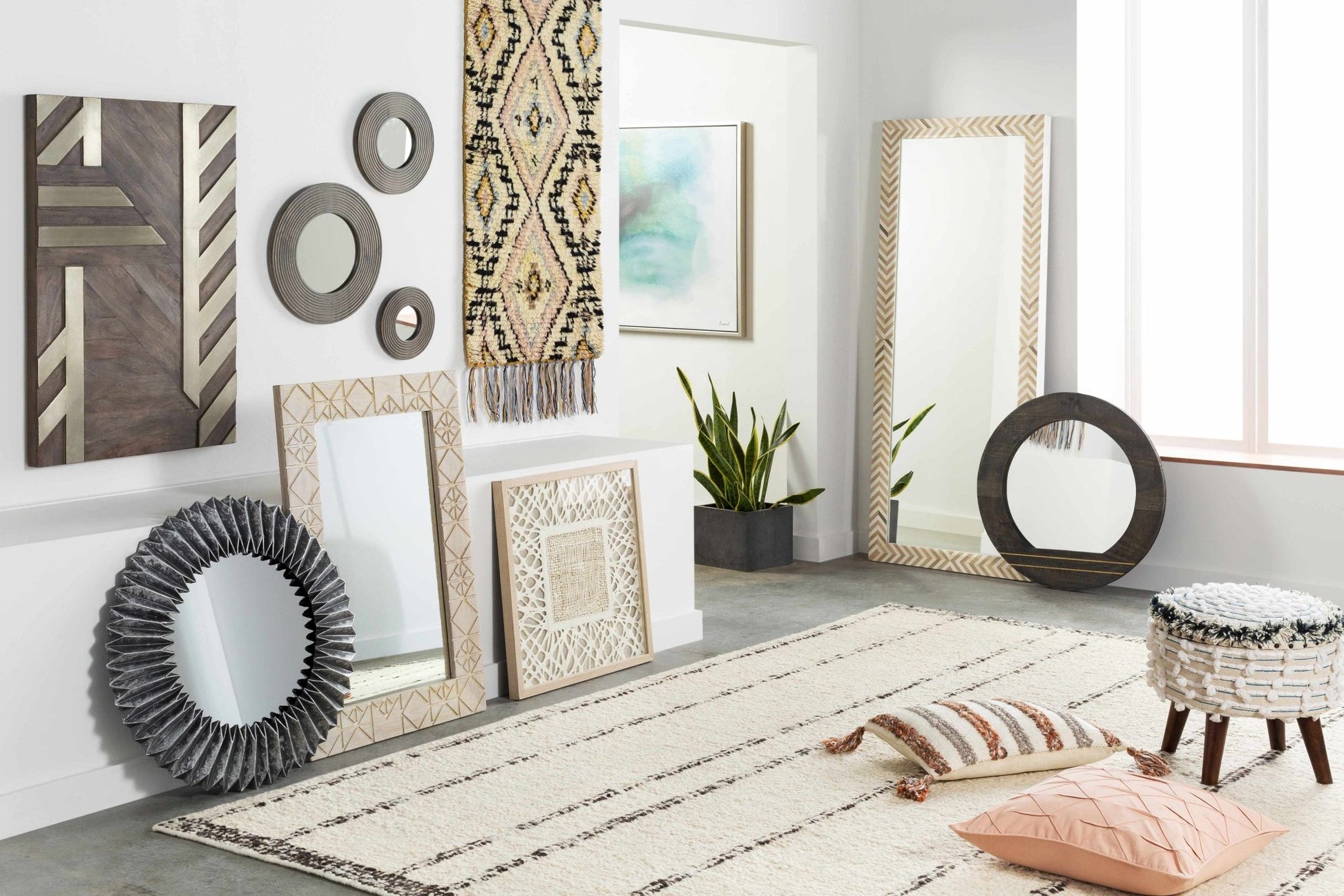 Matagami Beige Hand Woven Stool - Quahog Bay Bedding