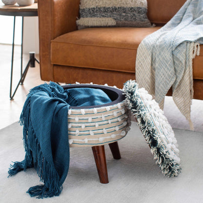 Matagami Beige Hand Woven Stool - Quahog Bay Bedding