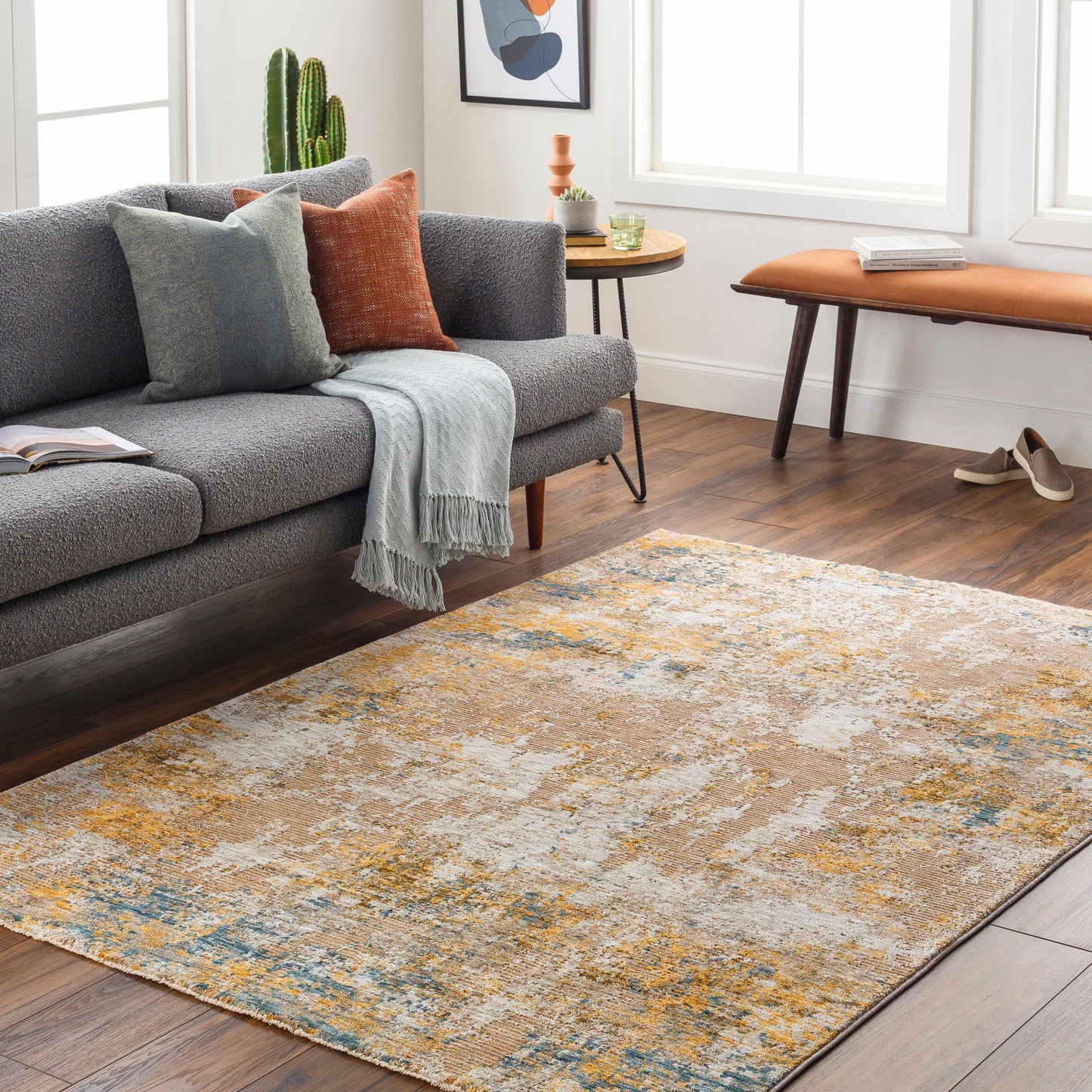 Meads Abstract Mustard Luxe Rug