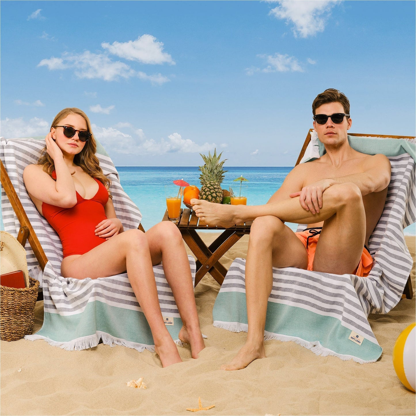 Mediterranean 100% Cotton Turkish Bath Towels - Quahog Bay Bedding