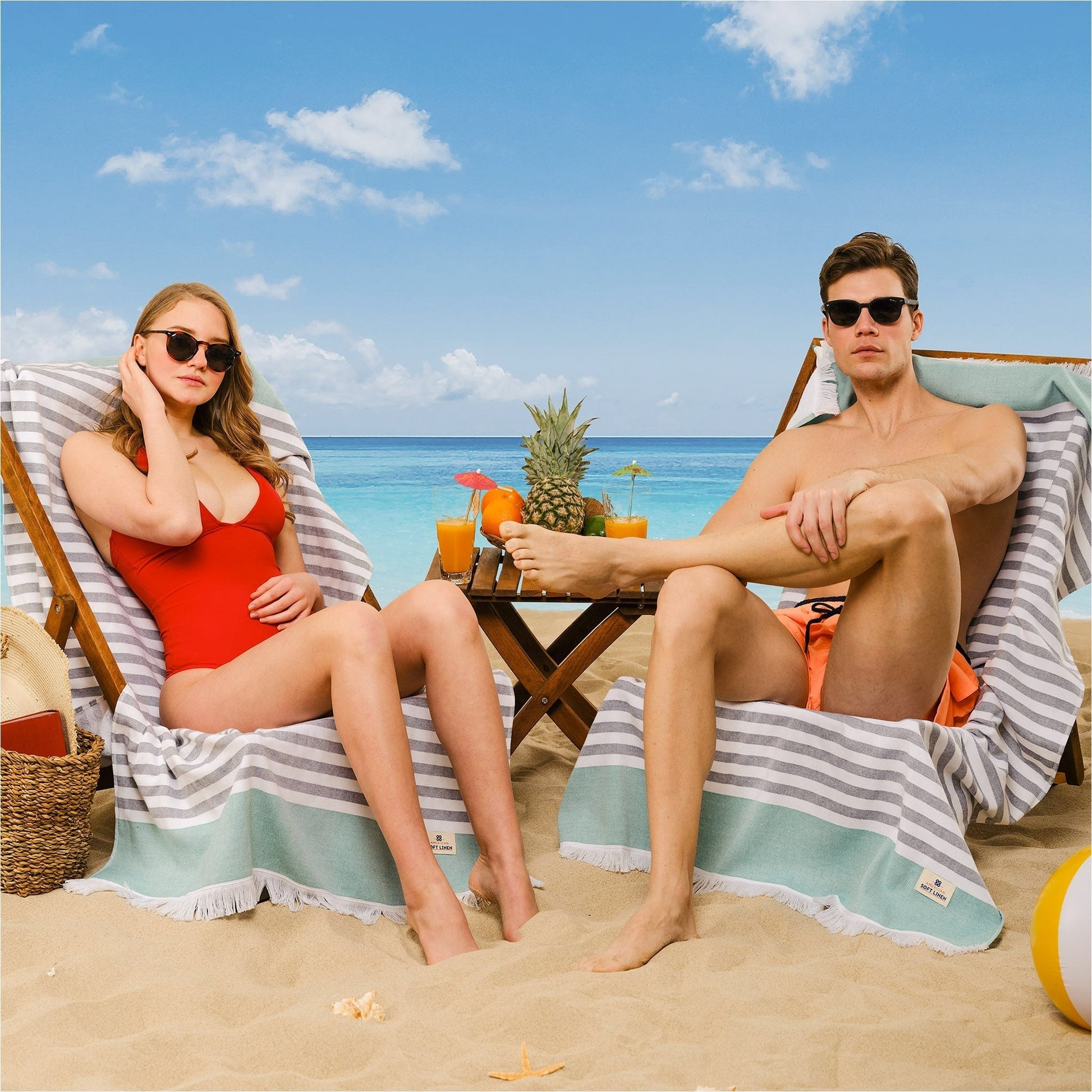 Mediterranean 100% Cotton Turkish Bath Towels - Quahog Bay Bedding