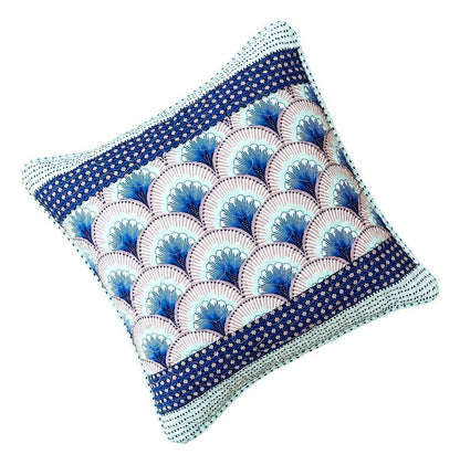 Mediterranean Fans Waves Minty Navy Blue Throw Pillow Covers - Quahog Bay Bedding