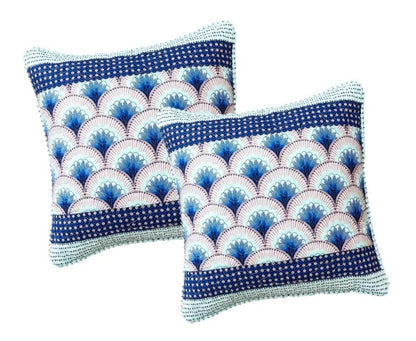 Mediterranean Fans Waves Minty Navy Blue Throw Pillow Covers - Quahog Bay Bedding