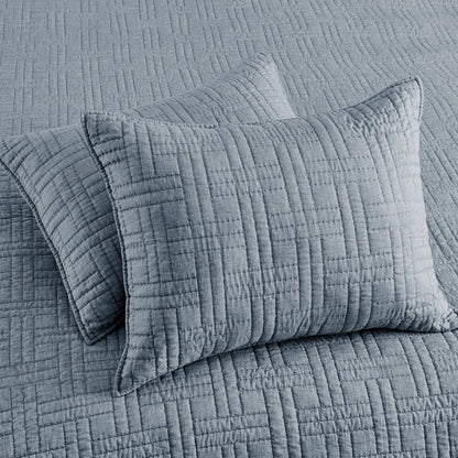 Melange Stitch Reversible Quilt Set - Chambray - Quahog Bay Bedding