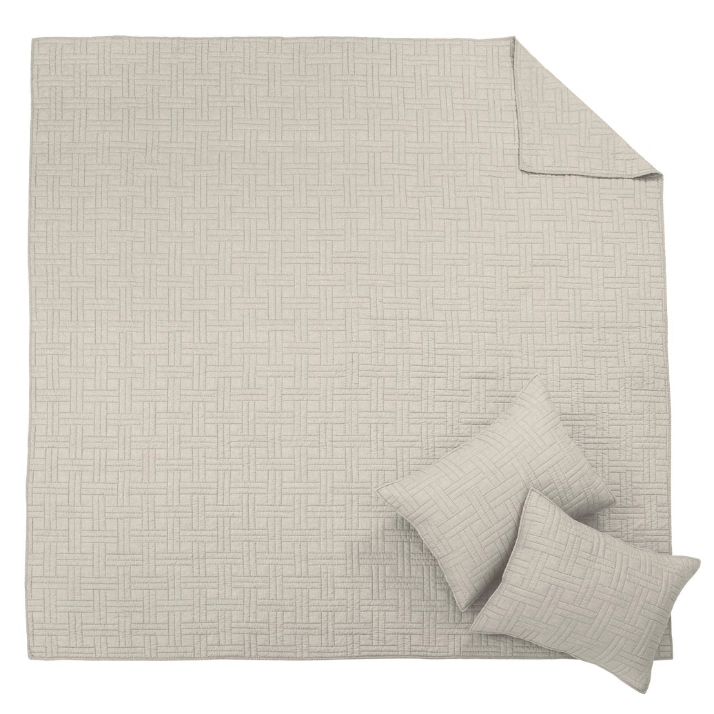 Melange Stitch Reversible Quilt Set - Natural - Quahog Bay Bedding