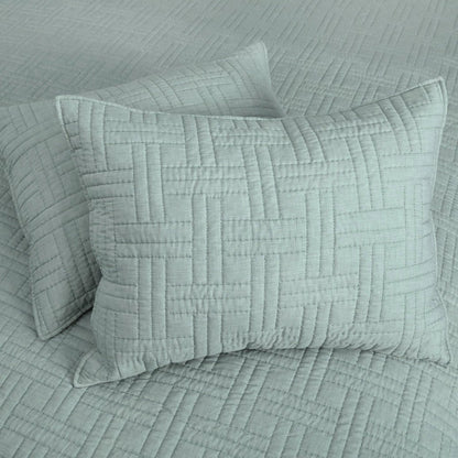 Melange Stitch Reversible Quilt Set - Seafoam - Quahog Bay Bedding