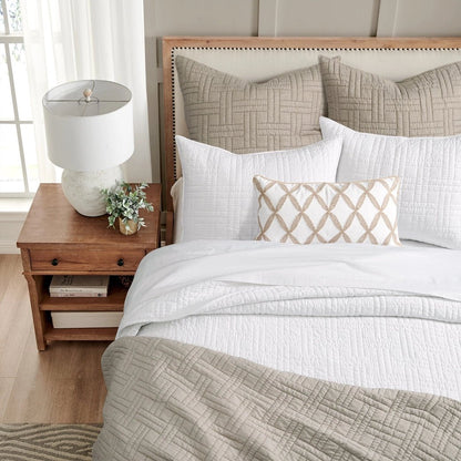 Melange Stitch Reversible Quilt Set - Natural - Quahog Bay Bedding