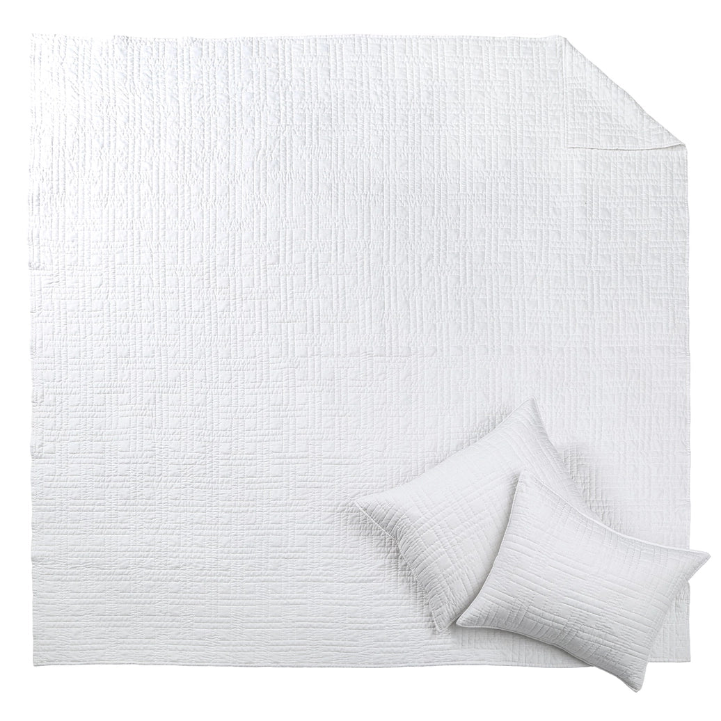 Melange Stitch Reversible Quilt Set - White - Quahog Bay Bedding