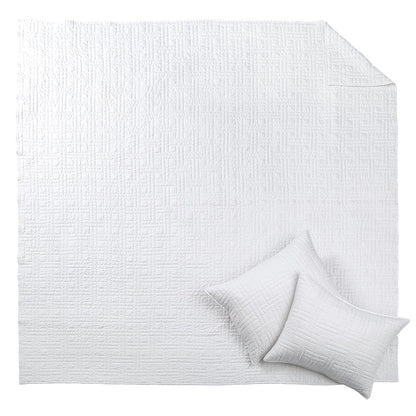 Melange Stitch Reversible Quilt Set - White - Quahog Bay Bedding
