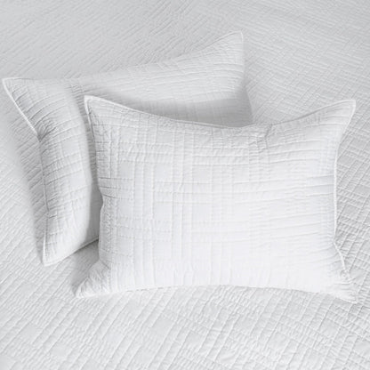 Melange Stitch Reversible Quilt Set - White - Quahog Bay Bedding