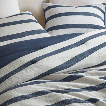 Merritt Striped Comforter Set | Yarn-Dyed Nautical Bedding | Blue & White - Quahog Bay Bedding