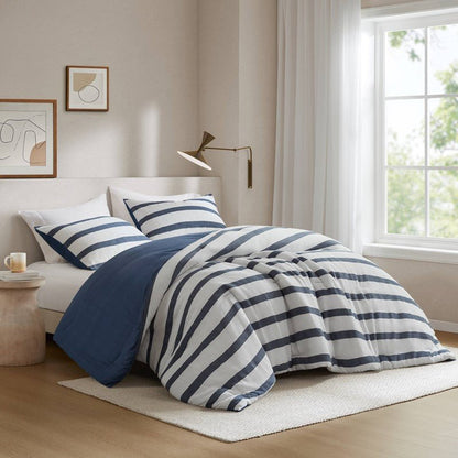 Merritt Striped Comforter Set | Yarn-Dyed Nautical Bedding | Blue & White - Quahog Bay Bedding
