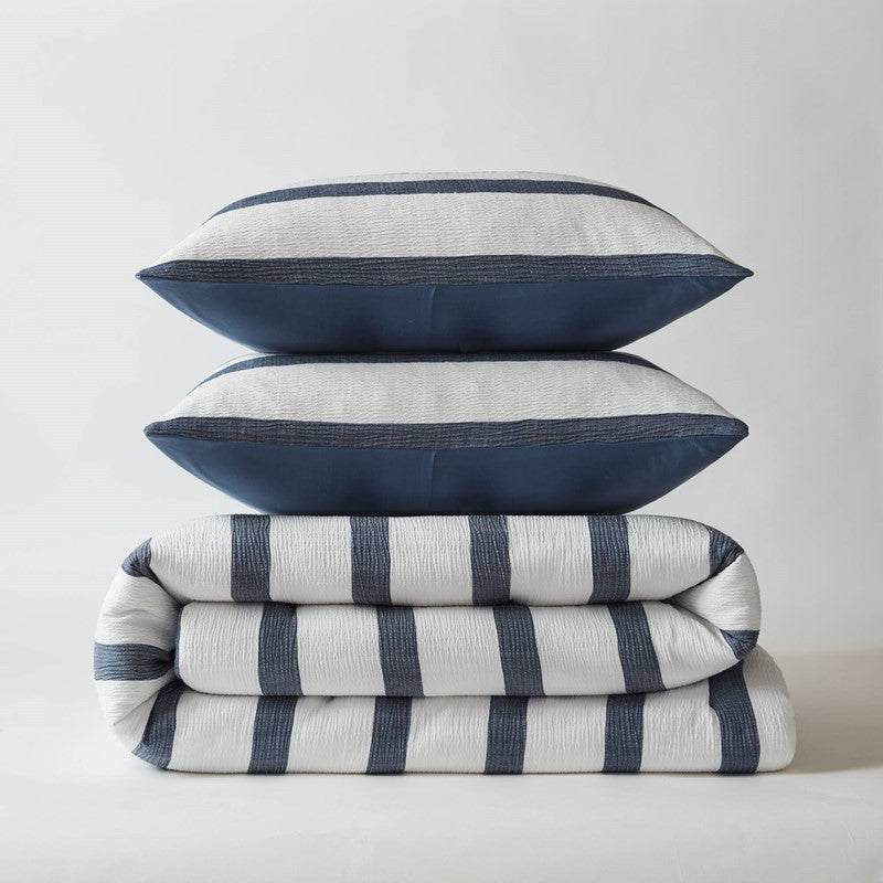 Merritt Striped Comforter Set | Yarn-Dyed Nautical Bedding | Blue & White - Quahog Bay Bedding