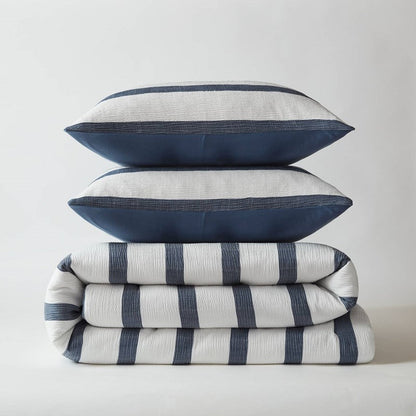 Merritt Striped Comforter Set | Yarn-Dyed Nautical Bedding | Blue & White - Quahog Bay Bedding