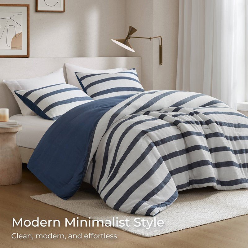 Merritt Striped Comforter Set | Yarn-Dyed Nautical Bedding | Blue & White - Quahog Bay Bedding