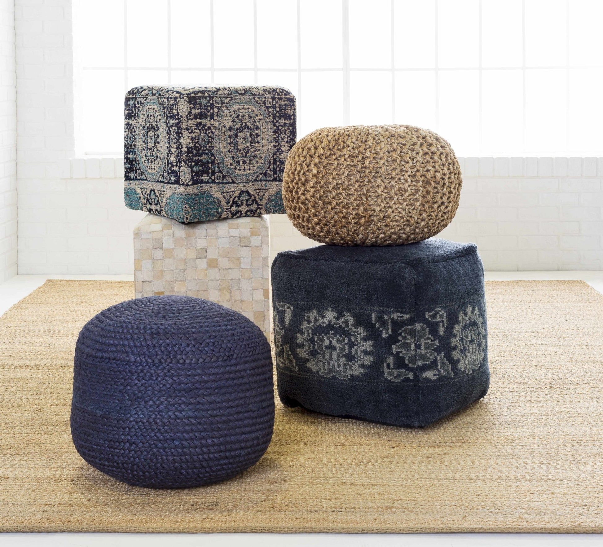 Merrittstown Cotton Knitted Pouf - Quahog Bay Bedding