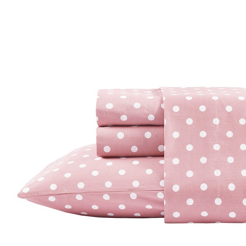 Mi Zone Pink Polka Dot Printed 100% Cotton Sheet Set - Quahog Bay Bedding