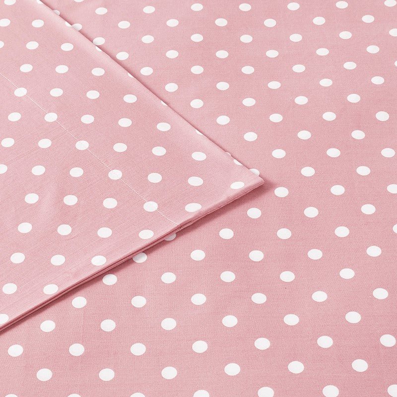 Mi Zone Pink Polka Dot Printed 100% Cotton Sheet Set - Quahog Bay Bedding