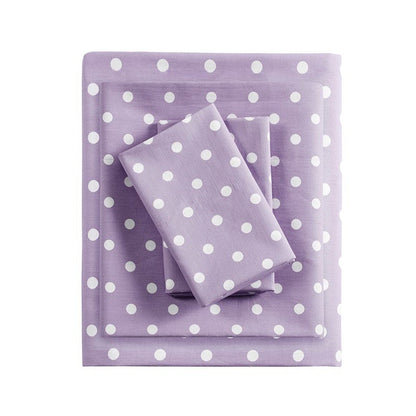 Mi Zone Purple Polka Dot Printed 100% Cotton Sheet Set - Quahog Bay Bedding